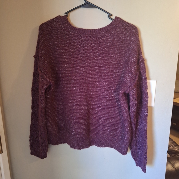 NWT Women's Cable Knit Pullover Sweater Plum Or Burgandy M - Picture 5 of 16